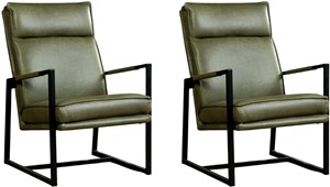 Leren fauteuil square, groen leer, groene stoel