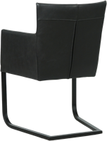 Leren eetkamerstoel Star - met armleuning en sledepoot - Rancho Leer Nero - Poot - Zwart-3