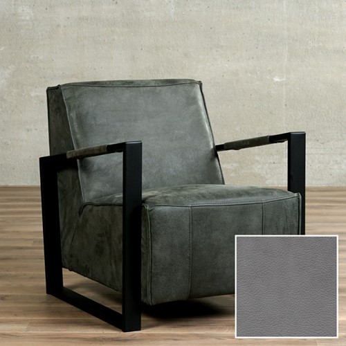Leren fauteuil Touch - Granada leer Steel - Frame zwart
