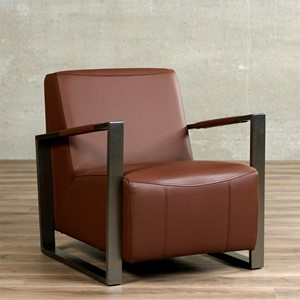 Leren industriële fauteuil Touch - Massif Leer Mittel Braun - Frame industrieel
