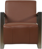 Leren industriële fauteuil Touch - Massif Leer Mittel Braun - Frame industrieel-2