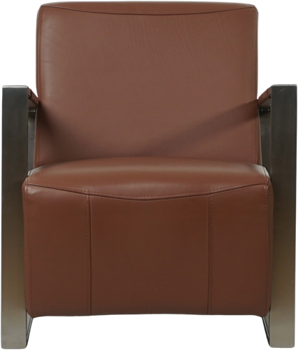 Leren industriële fauteuil Touch - Massif Leer Mittel Braun - Frame industrieel-2