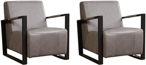 Leren fauteuil touch, grijs leer, grijze stoel