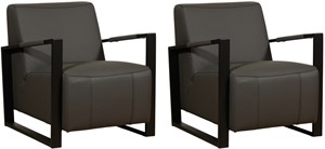 Leren fauteuil touch, grijs leer, grijze stoel
