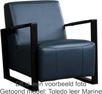 Leren industriële fauteuil Touch - Toledo Leer Antracite - Frame zwart-1
