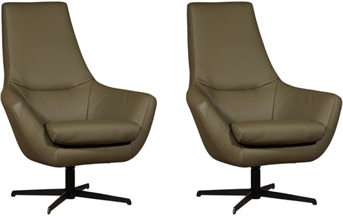 Leren draaifauteuil Treat - set van 2 fauteuils - Toledo Leer Olive