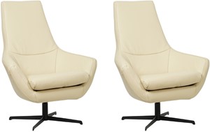 Set van 2 Crème leren moderne draaifauteuils Treat - Toledo Leer Polar (crème leer)