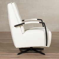Leren industriële draaifauteuil hoge rugleuning Award - Toledo Leer Bianco - Frame zwart - Stervoet zwart-3
