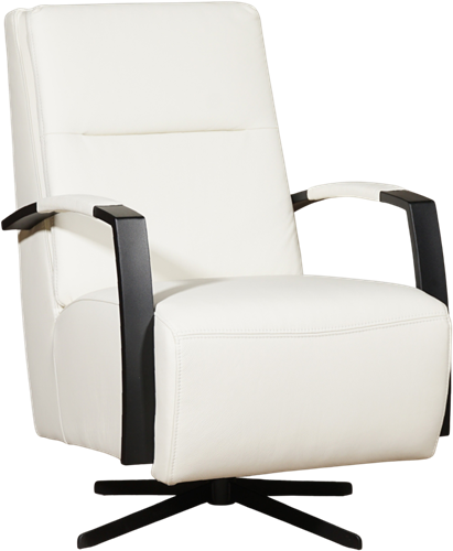 Leren industriële draaifauteuil hoge rugleuning Award - Toledo Leer Bianco - Frame zwart - Stervoet zwart