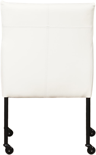 Leren eetkamerstoel Desire - met wieltjes en armleuning - Toledo Leer Purewhite - Poot - Zwart - Skate wiel zwart-3