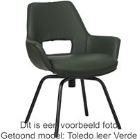 Leren eetkamerstoel Zippy - Draaipoot rond frame - Toledo Turquoise (blauw)-1