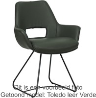 Leren eetkamerstoel Zippy - U-slede - Toledo Verde (donkergroen)-1