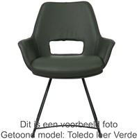 Leren eetkamerstoel Zippy - U-slede - Toledo Verde (donkergroen)-2
