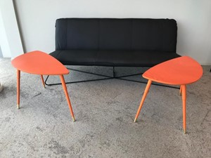 Leren bank zonder armleuning met kruisframe - paars leer - Echt leer, Industrieel, ontdek de vele Leersoorten en Kleuren bij ShopX