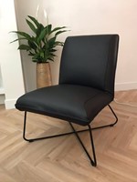 Leren fauteuil zonder armleuning met kruisframe - zwart leer