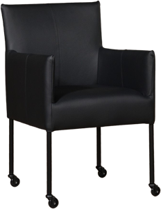Leren eetkamerstoel desire 285 zwart, zwart leer, zwarte keukenstoelen