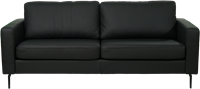 Zwarte leren moderne 3-zitsbank Match - staal zwart - Toledo Leer Nero (zwart leer) - (214x90cm)-2