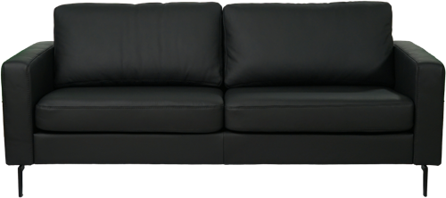 Zwarte leren moderne 3-zitsbank Match - staal zwart - Toledo Leer Nero (zwart leer) - (214x90cm)-2