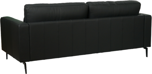 Zwarte leren moderne 3-zitsbank Match - staal zwart - Toledo Leer Nero (zwart leer) - (214x90cm)-3