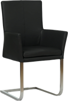 Set van 6 zwarte leren eetkamerstoelen Nina-1