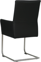 Set van 6 leren eetkamerstoelen Rumor - met armleuning en sledepoot rond - Toledo Nero (zwart) - Kleur poot, RVS-3