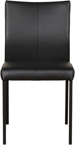 Set van 6 zwarte leren eetkamerstoelen Basic Toledo Leer Nero poot zwart-2