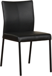 Set van 6 zwarte leren eetkamerstoelen Basic Toledo Leer Nero poot zwart